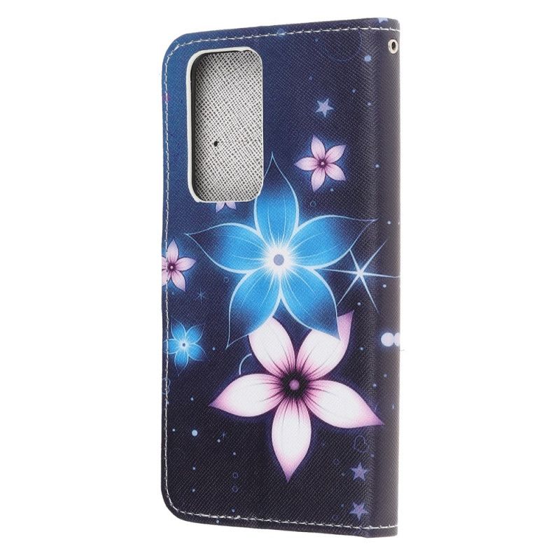 Flip Cover Læder for Honor 10X Lite Måneblomster Med Rem