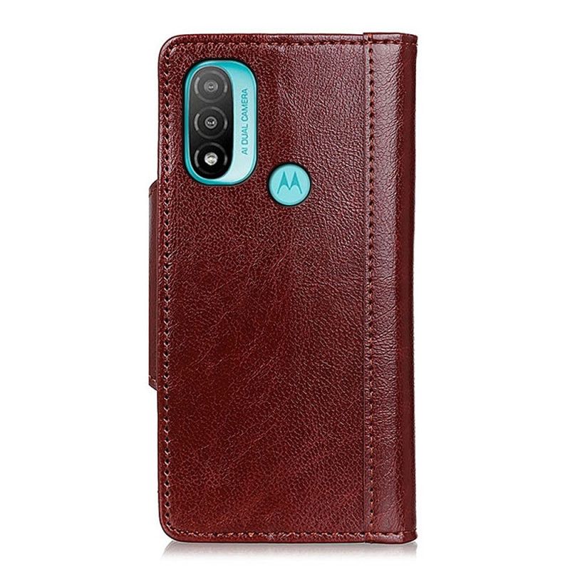 Flip Cover Moto E20 / E30 / E40 Elegance Lukning I Imiteret Læder