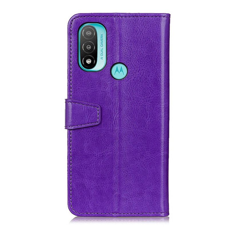 Flip Cover Moto E20 / E30 / E40 Enkel Skinnende Lædereffekt