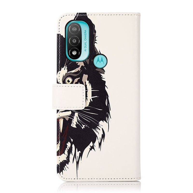 Flip Cover Moto E20 / E30 / E40 Fierce Tiger