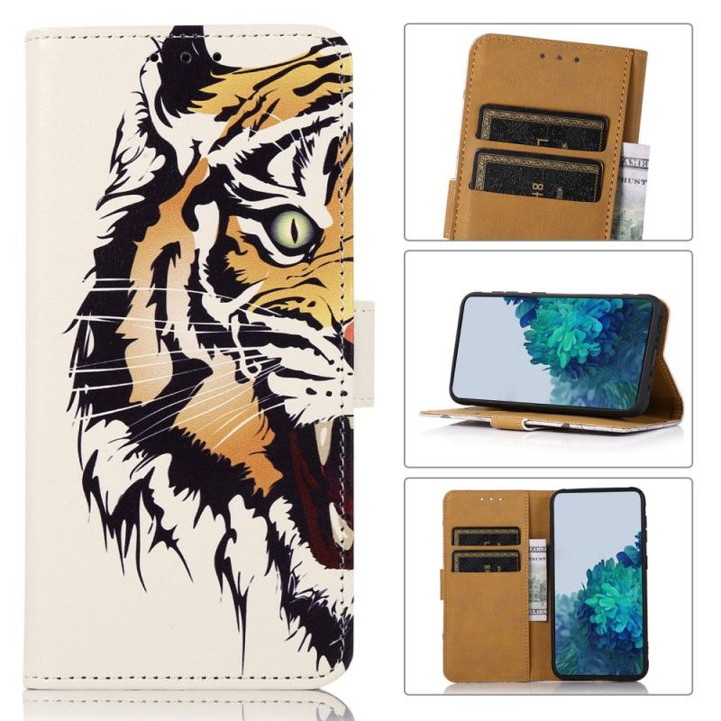 Flip Cover Moto E20 / E30 / E40 Fierce Tiger