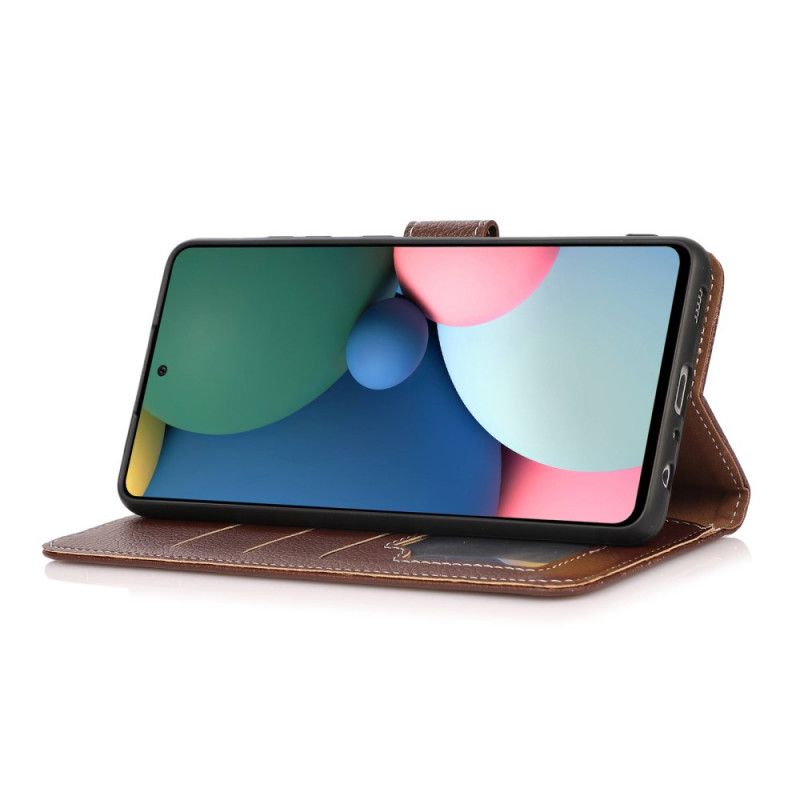 Flip Cover Moto E20 / E30 / E40 Litchi-eksponerede Sømme