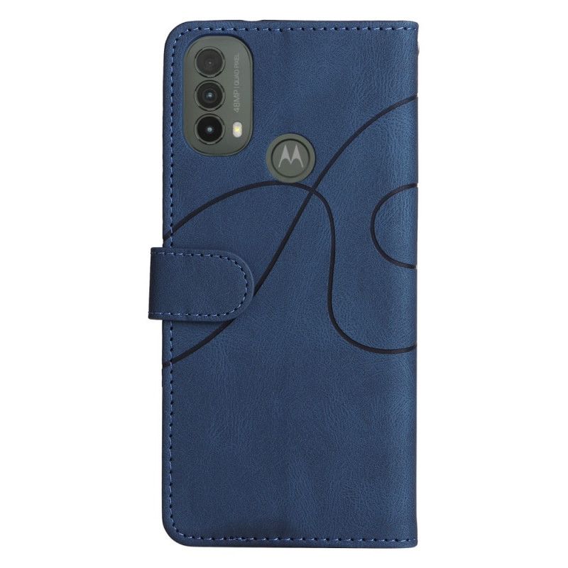 Flip Cover Moto E20 / E30 / E40 Signature Tofarvet Imiteret Læder