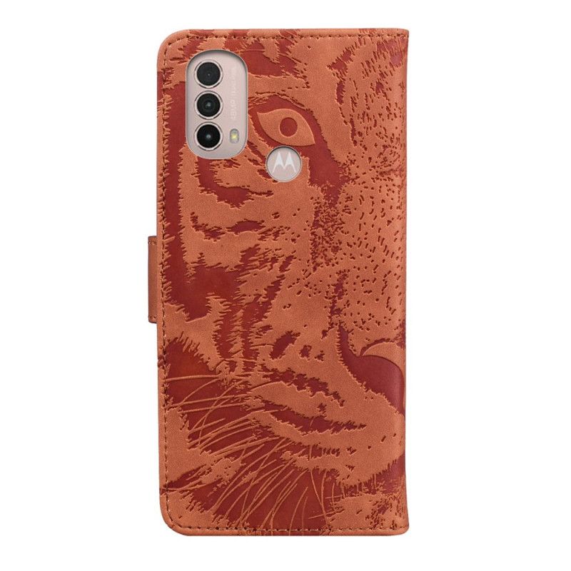 Flip Cover Til Moto E20 / E30 / E40 Tiger Face Print