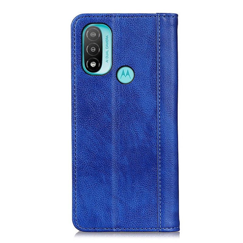 Læder Cover Moto E20 / E30 / E40 Elegance Split Litchi-læder