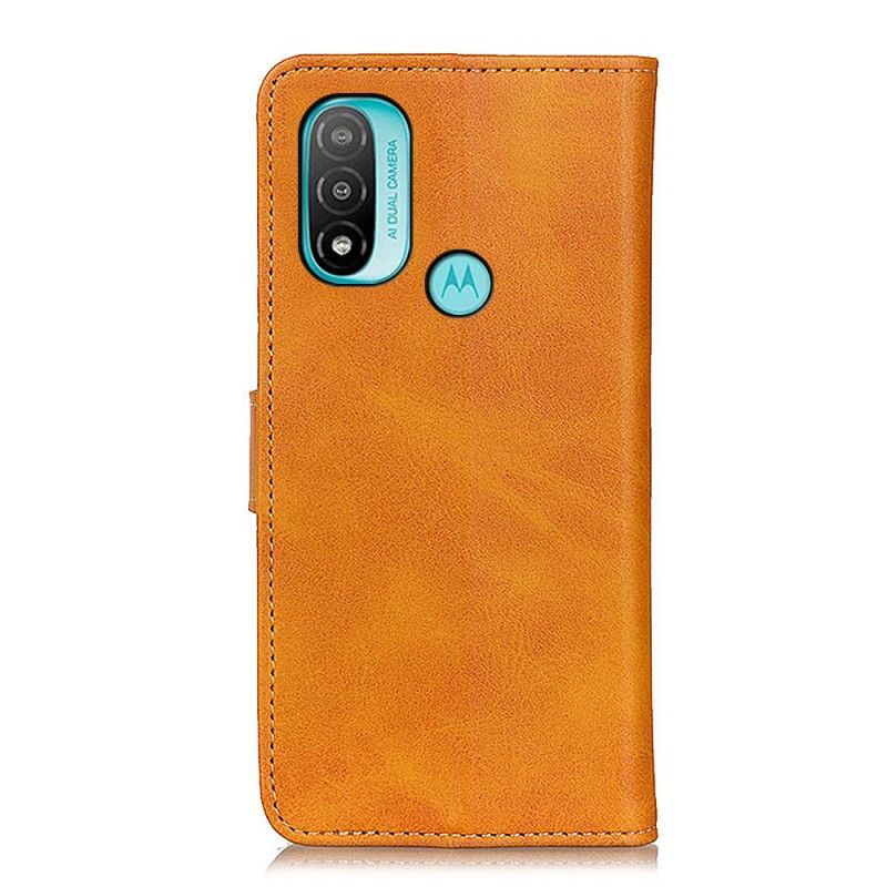 Læder Cover Moto E20 / E30 / E40 Retro Mat Lædereffekt