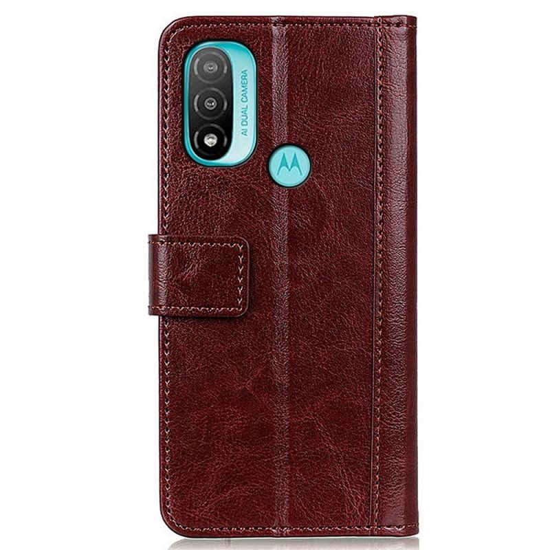 Læder Cover Moto E20 / E30 / E40 Telefon Etui Antik Lædereffektversion