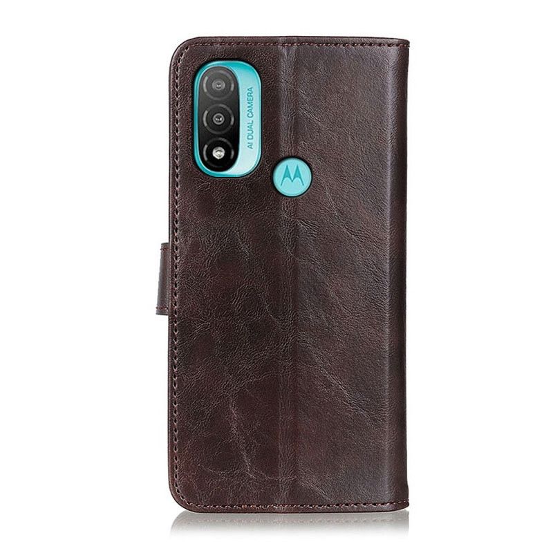 Læder Cover Moto E20 / E30 / E40 Telefon Etui Bison Lædereffekt