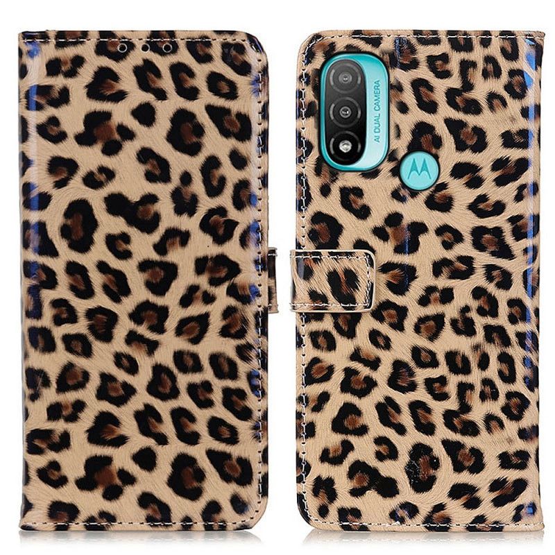 Læder Cover Moto E20 / E30 / E40 Telefon Etui Simple Leopard