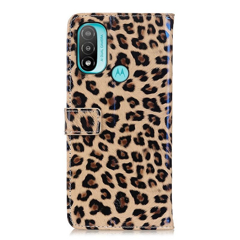 Læder Cover Moto E20 / E30 / E40 Telefon Etui Simple Leopard