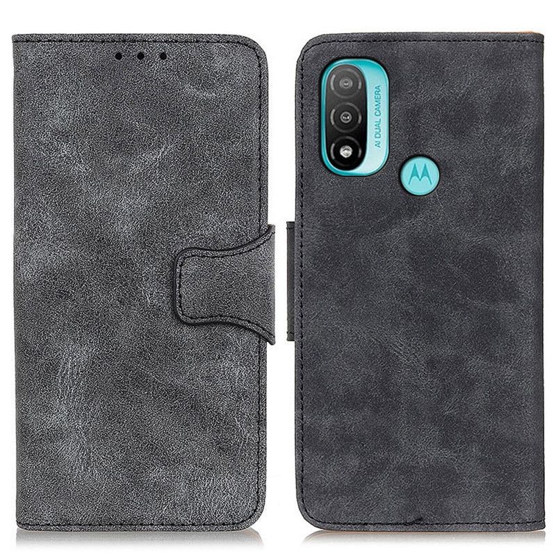 Læder Cover Moto E20 / E30 / E40 Telefon Etui Vintage Dobbeltsidet Magnetklap