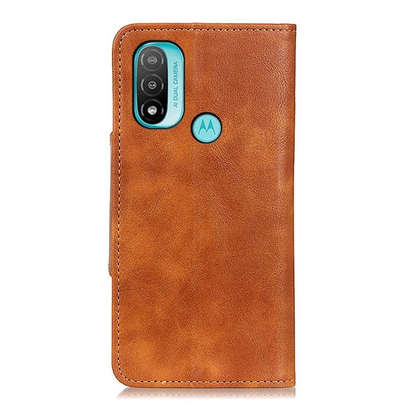 Læder Cover Moto E20 / E30 / E40 Telefon Etui Vintage Kunstlæder Og Knap