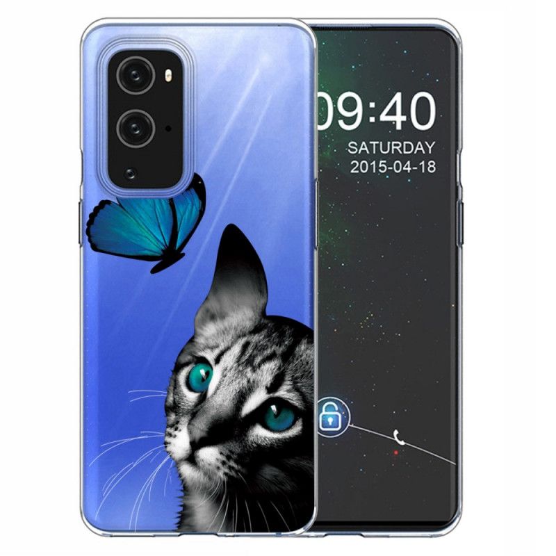 Cover for OnePlus 9 Pro Kat Og Sommerfugl