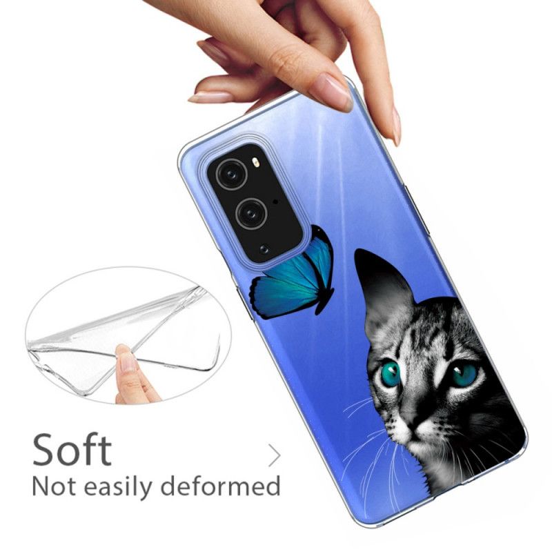 Cover for OnePlus 9 Pro Kat Og Sommerfugl