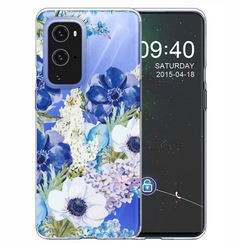 Cover OnePlus 9 Pro Akvarelblå Blomster Beskyttelse