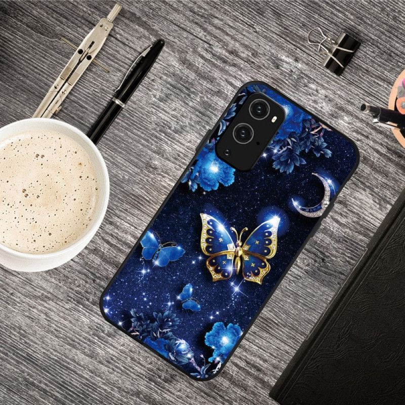 Cover OnePlus 9 Pro Mobilcover Gylden Sommerfugl