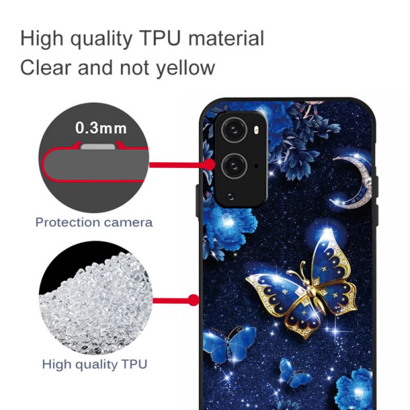 Cover OnePlus 9 Pro Mobilcover Gylden Sommerfugl