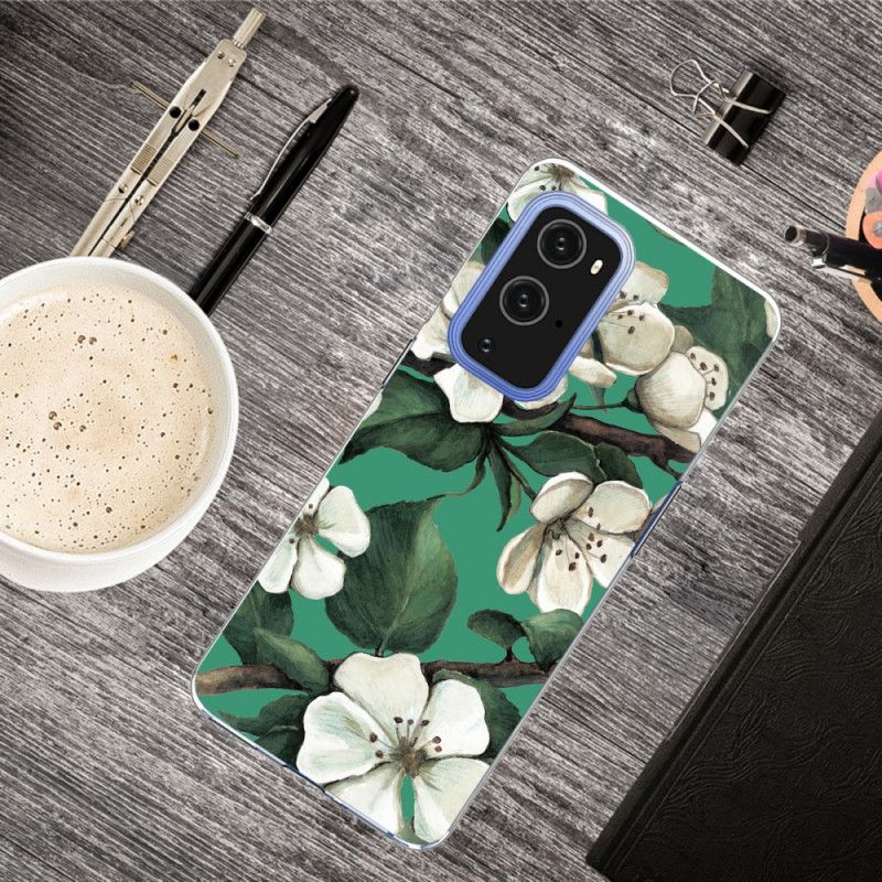 Cover OnePlus 9 Pro Mobilcover Malede Hvide Blomster