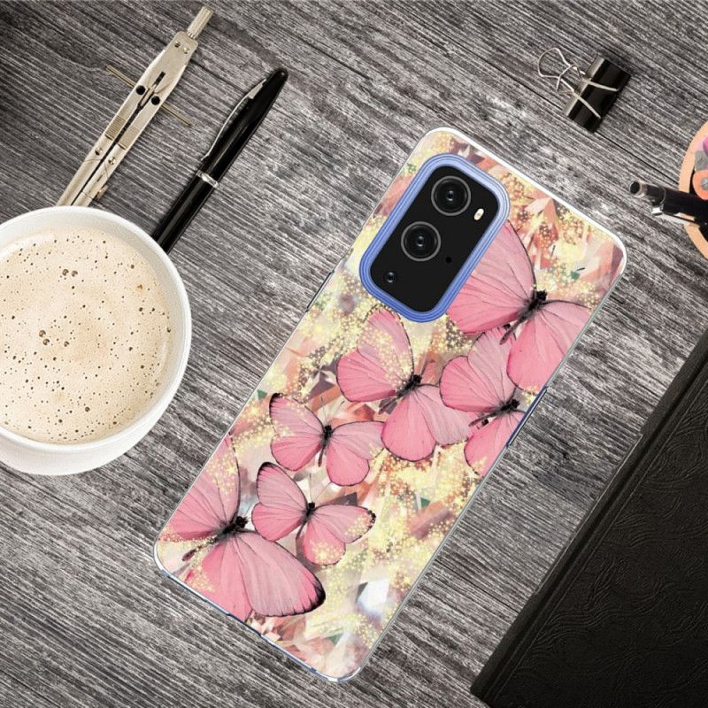 Cover OnePlus 9 Pro Pink Sommerfugle Sommerfugle