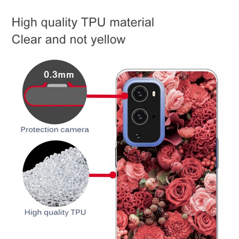 Cover OnePlus 9 Pro Rød Intense Blomster Original