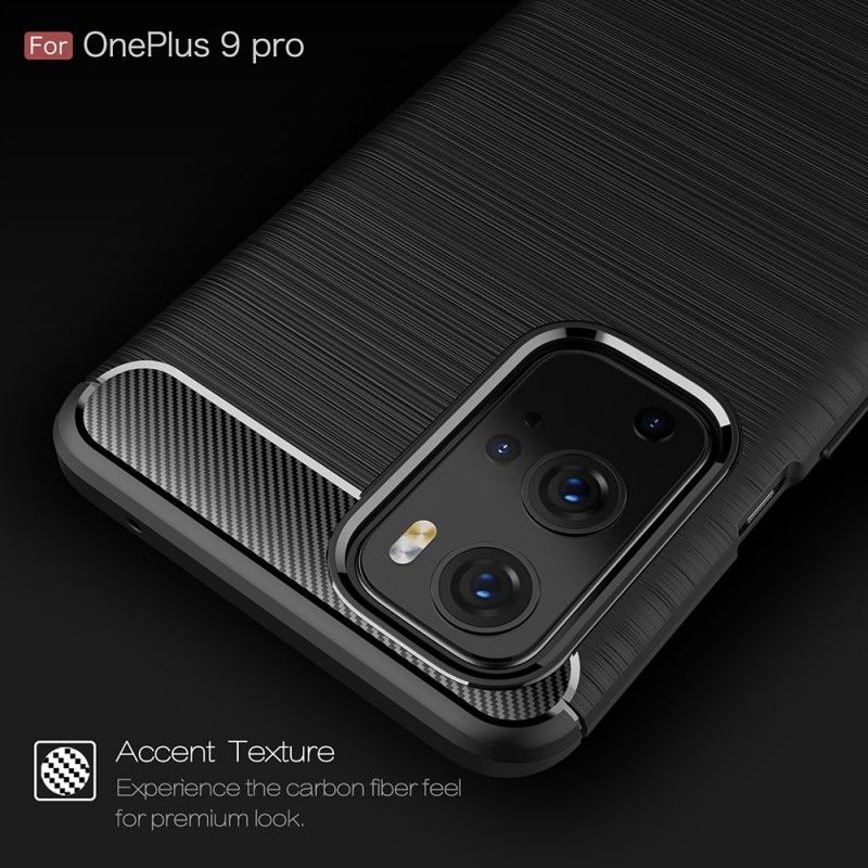 Cover OnePlus 9 Pro Sort Børstet Kulfiber