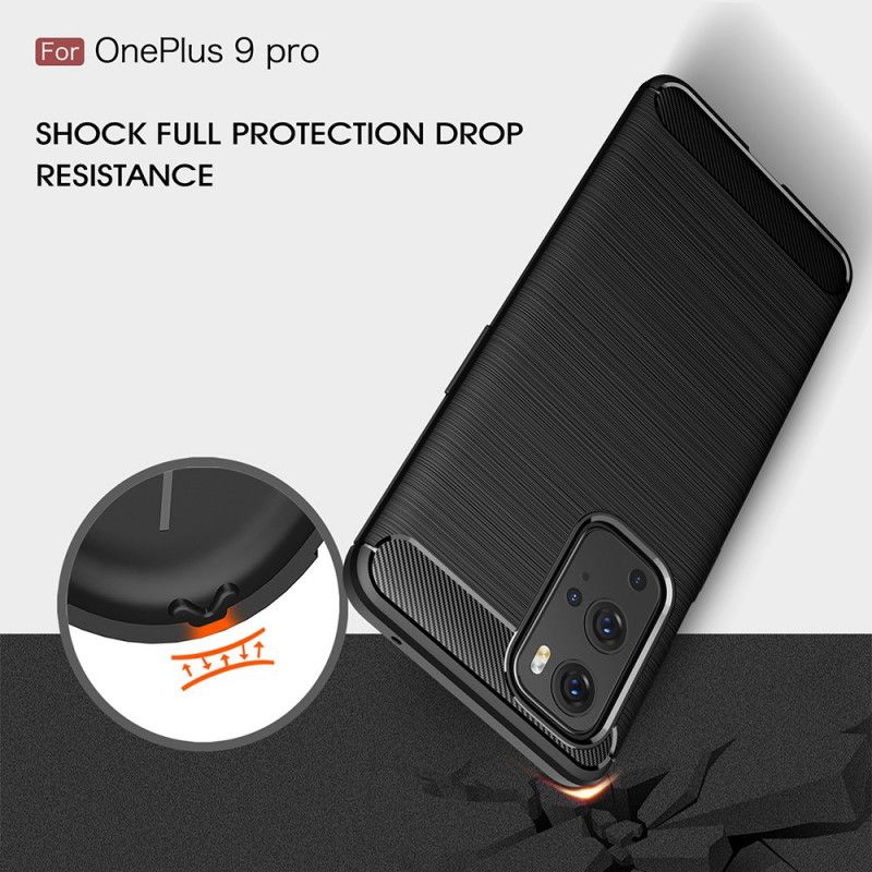 Cover OnePlus 9 Pro Sort Børstet Kulfiber