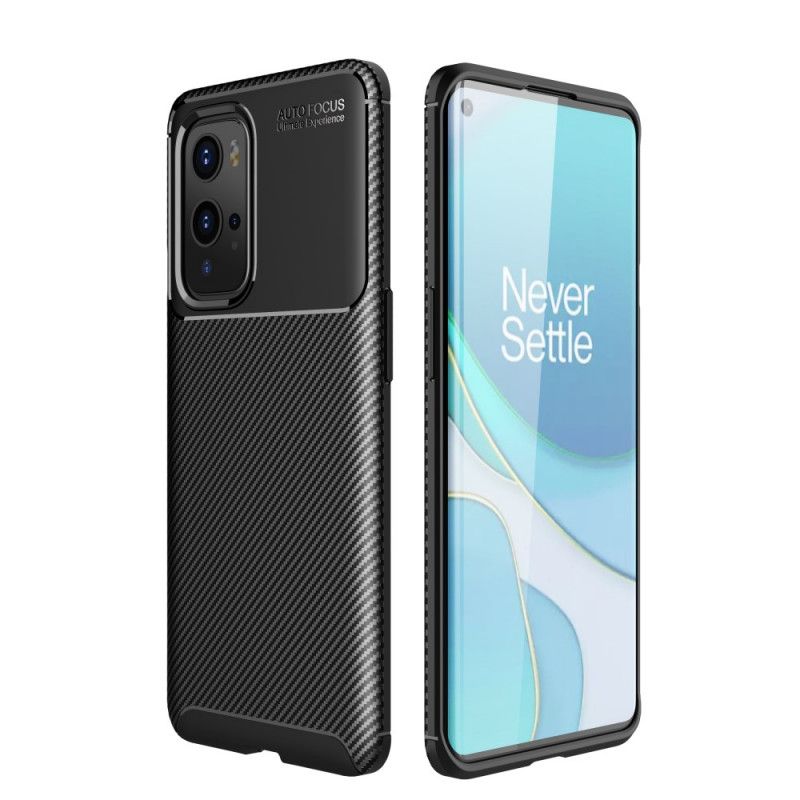 Cover OnePlus 9 Pro Sort Fleksibel Kulfibertekstur Original