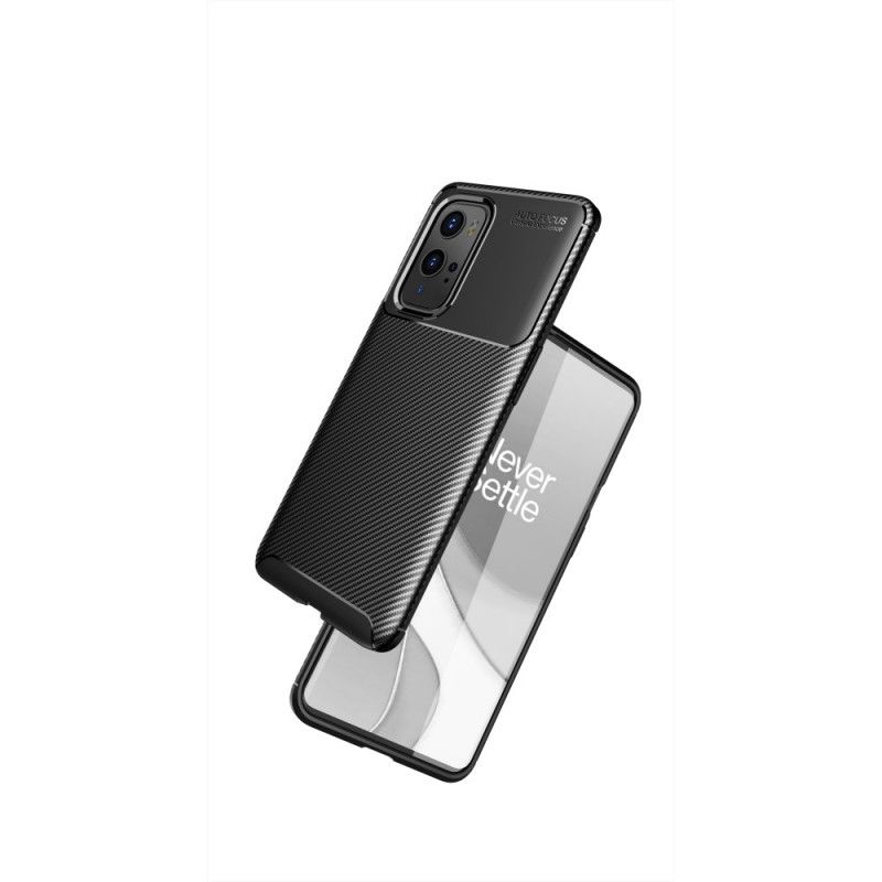 Cover OnePlus 9 Pro Sort Fleksibel Kulfibertekstur Original