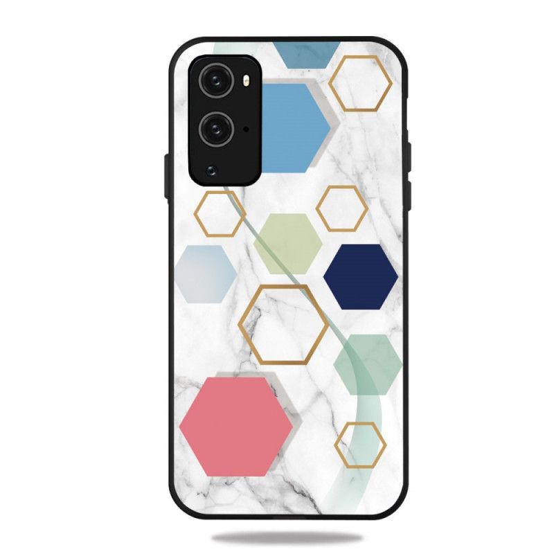 Cover OnePlus 9 Pro Sort Marmorfarvet Geometri