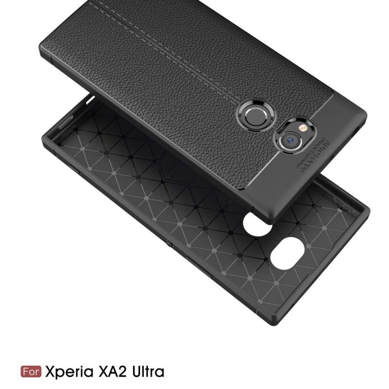 Cover Sony Xperia XA2 Ultra Grå Dobbeltlinjeret Lychee-Lædereffekt