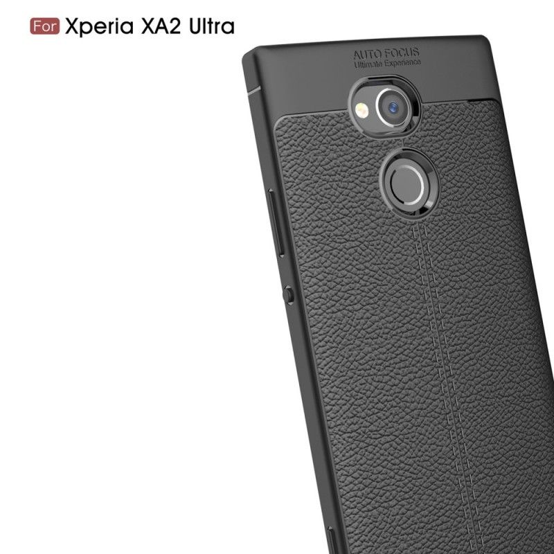 Cover Sony Xperia XA2 Ultra Grå Dobbeltlinjeret Lychee-Lædereffekt