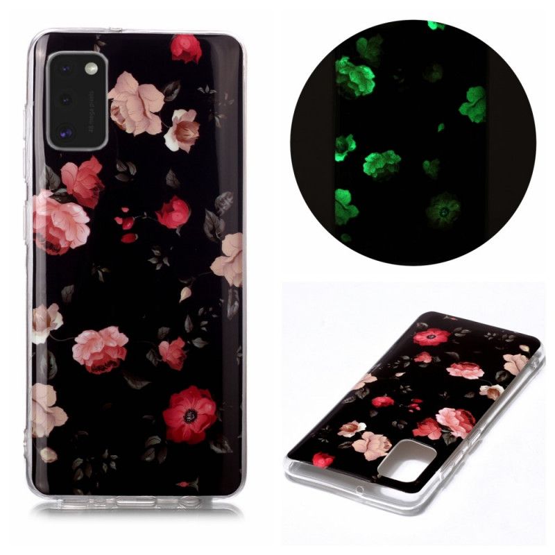 Cover for Samsung Galaxy A41 Sort Fluorescerende Blomsterserie