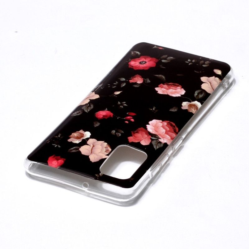 Cover for Samsung Galaxy A41 Sort Fluorescerende Blomsterserie