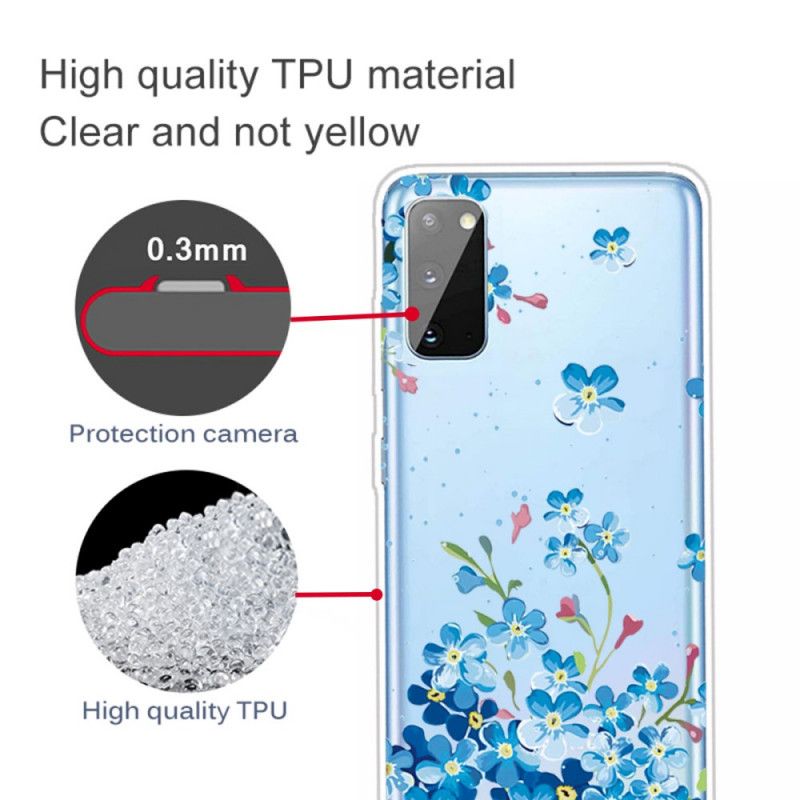 Cover Samsung Galaxy A41 Blå Blomster Original