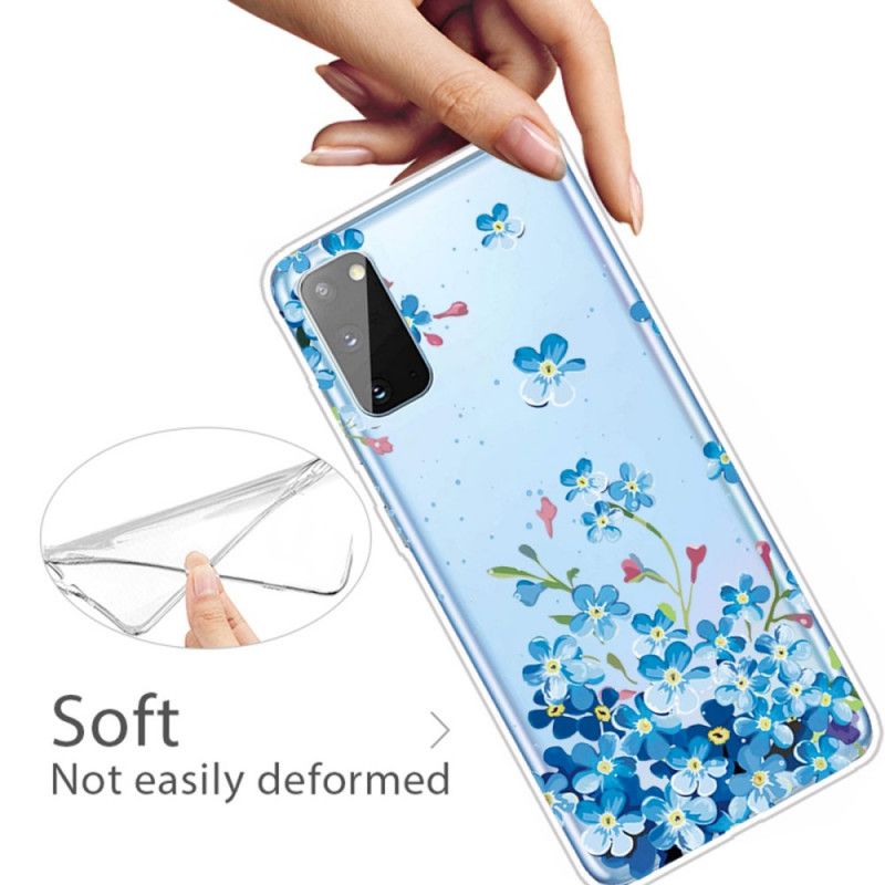 Cover Samsung Galaxy A41 Blå Blomster Original