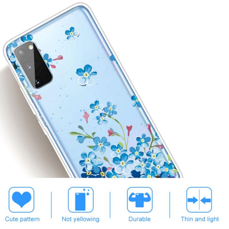 Cover Samsung Galaxy A41 Blå Blomster Original