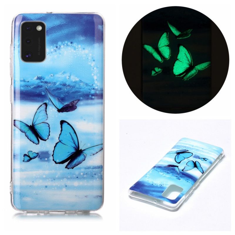 Cover Samsung Galaxy A41 Lyseblå Fluorescerende Sommerfugleserie Beskyttelse