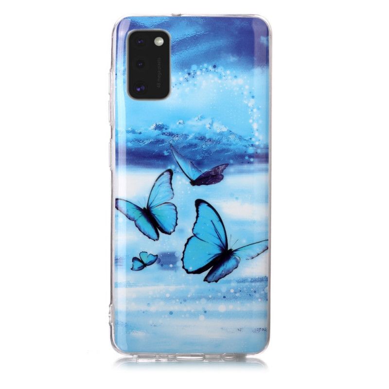 Cover Samsung Galaxy A41 Lyseblå Fluorescerende Sommerfugleserie Beskyttelse