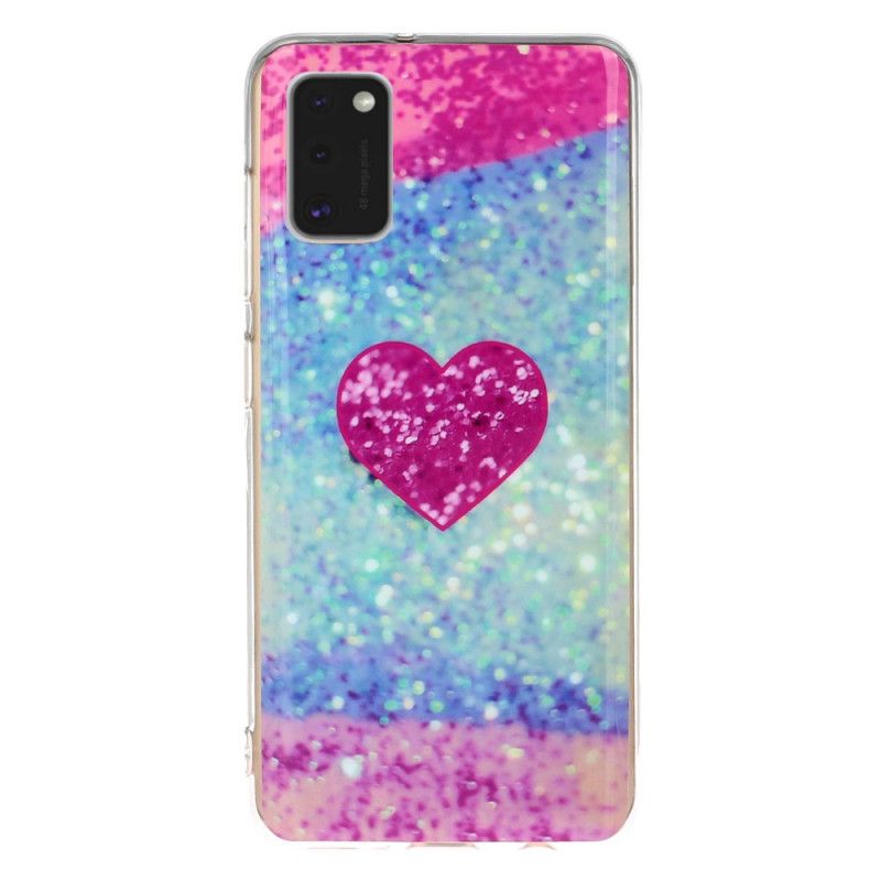 Cover Samsung Galaxy A41 Magenta Marmorglitter Beskyttelse