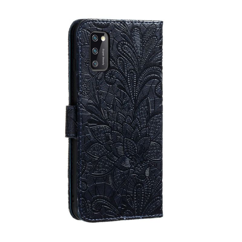 Flip Cover Læder for Samsung Galaxy A41 Grå Tribal Thong Blomster