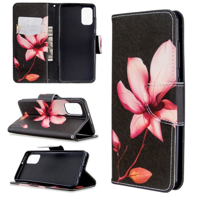 Flip Cover Læder for Samsung Galaxy A41 Lyserød Blomst