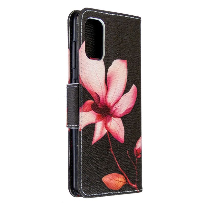 Flip Cover Læder for Samsung Galaxy A41 Lyserød Blomst