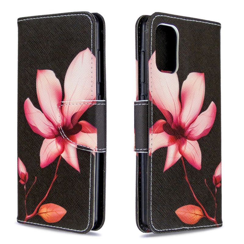 Flip Cover Læder for Samsung Galaxy A41 Lyserød Blomst