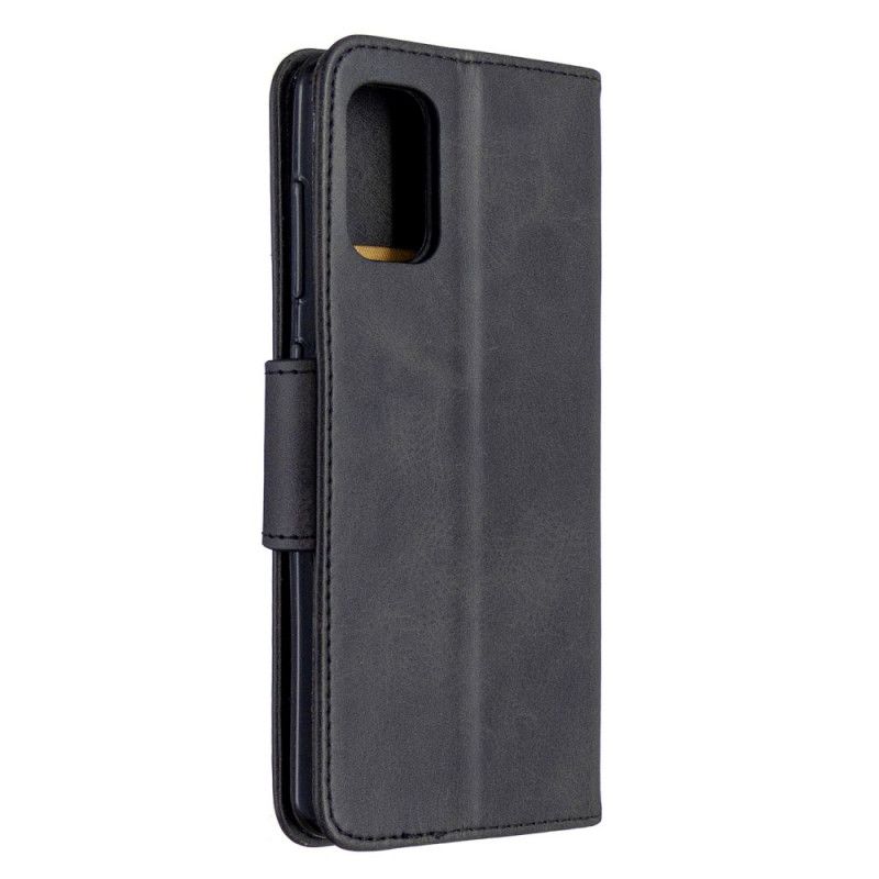 Flip Cover Læder for Samsung Galaxy A41 Sort Glat Skrå Flap