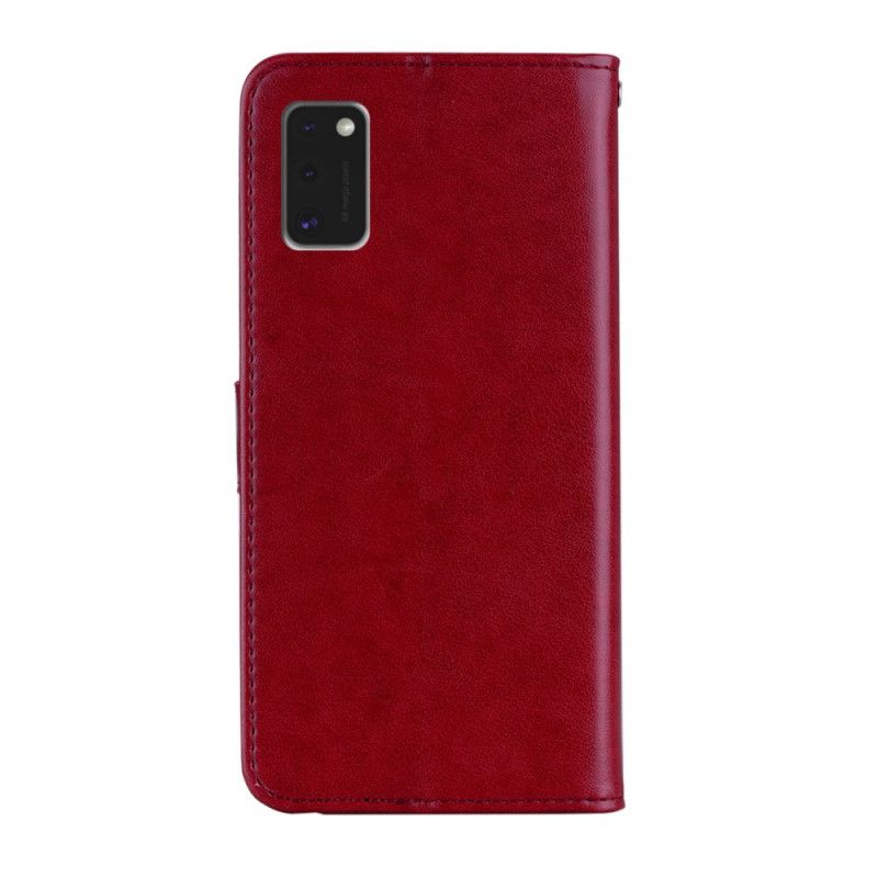 Flip Cover Læder Samsung Galaxy A41 Grå Uglemandala Og G-Streng Original