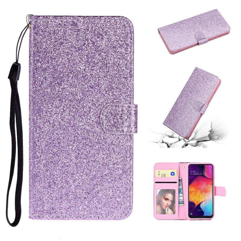 Flip Cover Læder Samsung Galaxy A41 Magenta Glitter