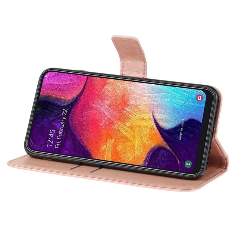 Flip Cover Læder Samsung Galaxy A41 Magenta Retro Sommerfugle Og Blomster