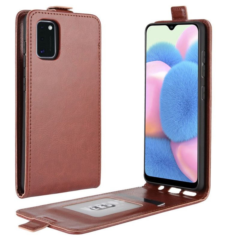 Flip Cover Læder Samsung Galaxy A41 Sort Foldning Af Lædereffekt