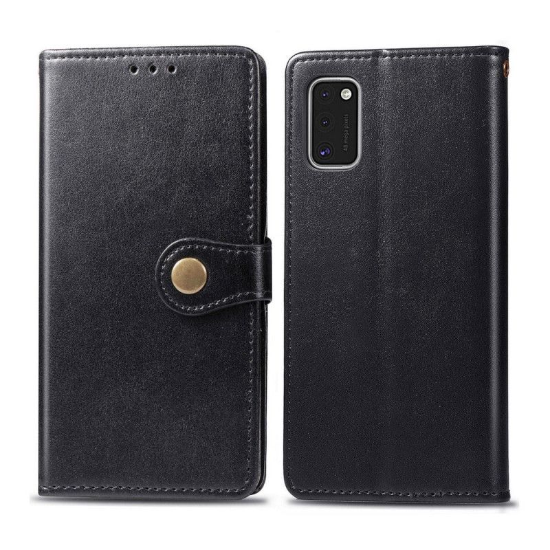 Flip Cover Læder Samsung Galaxy A41 Sort Kunstlæder Og Vintage Lås