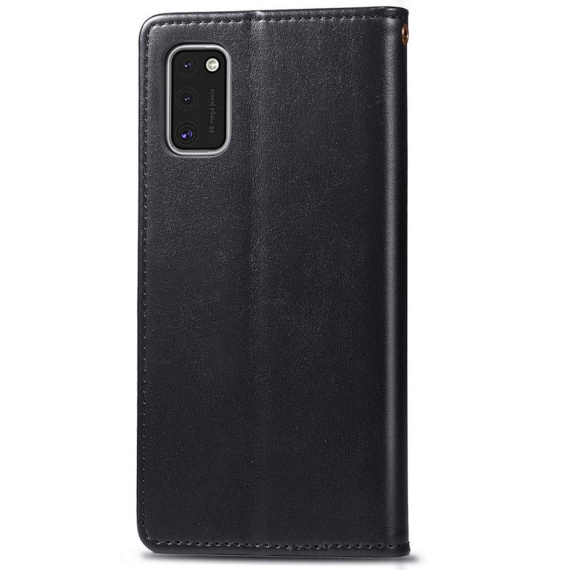 Flip Cover Læder Samsung Galaxy A41 Sort Kunstlæder Og Vintage Lås